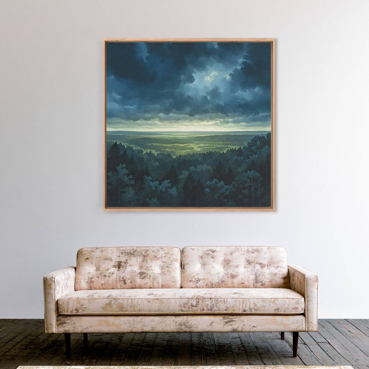 Moody Forest Clearing Framed Canvas Print, General Fine Art, Digital Prints, Living Room Decor, Oil Painting, GEN-1x1-8