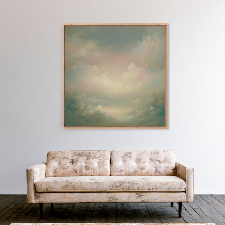 Romantic Cloudscape with Blush and Cream Tones Canvas Print, General Fine Art, Neutral Decor, Living Room Decor, Fine Art, GEN-1x1-90