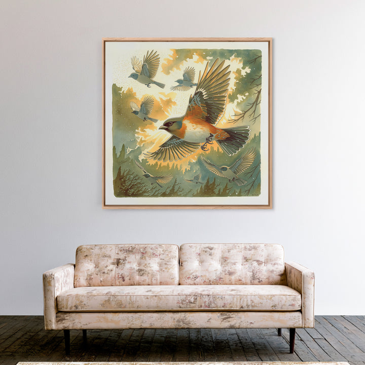 Minimal Birds in Flight over an Open Canvas Print, General Fine Art, Modern Decor, Living Room Decor, Fine Art, GEN-1x1-94