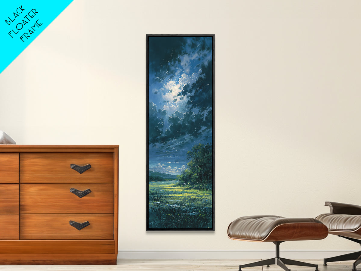 Sunlit Meadow with Loose Impressionist Brushwork Canvas Print, General Fine Art, Canvas Art, Living Room Decor, Fine Art, GEN-1x3-2