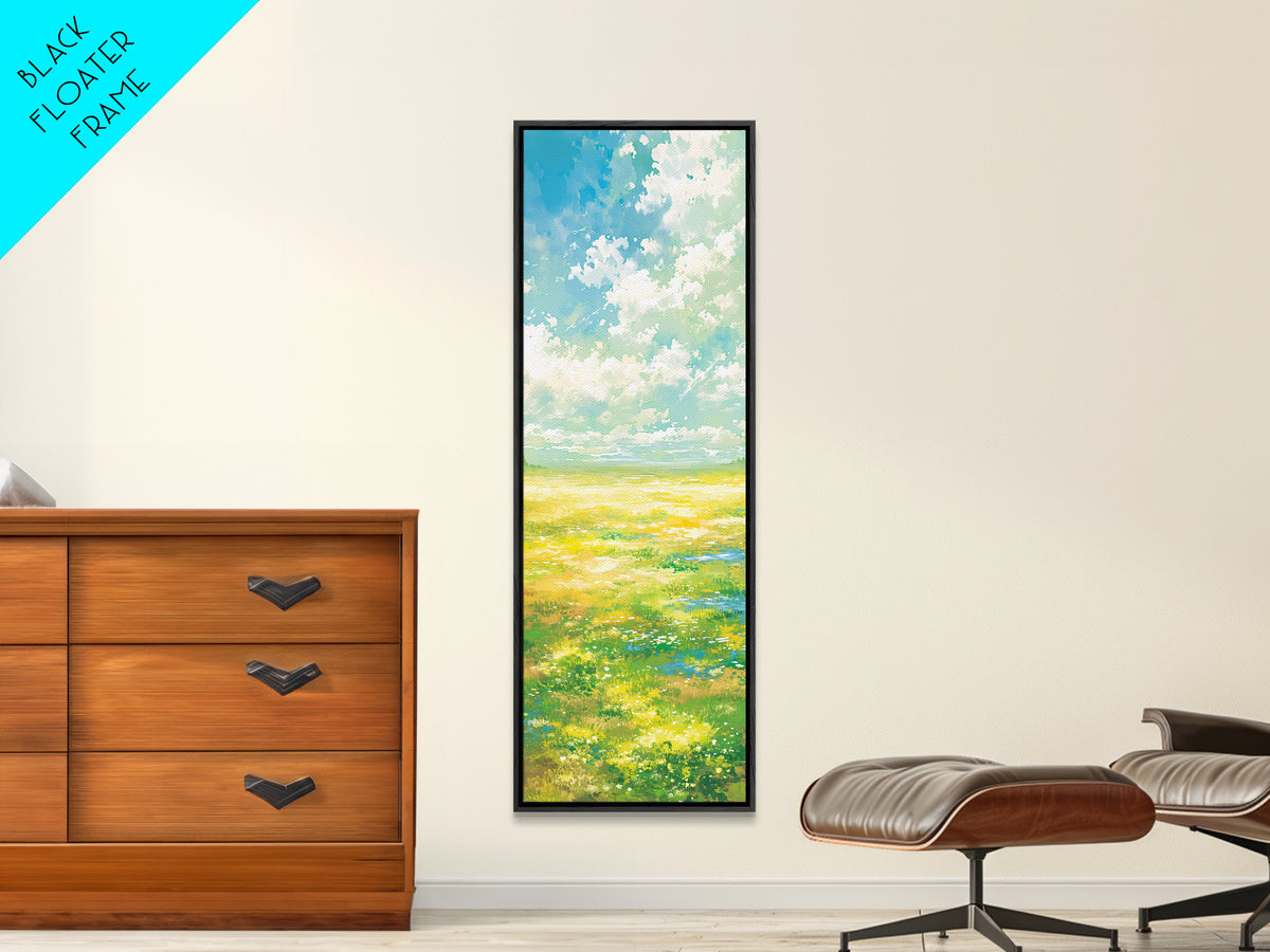 Sunlit Meadow with Loose Impressionist Brushwork Canvas Print, General Fine Art, Canvas Art, Living Room Decor, Fine Art, GEN-1x3-26