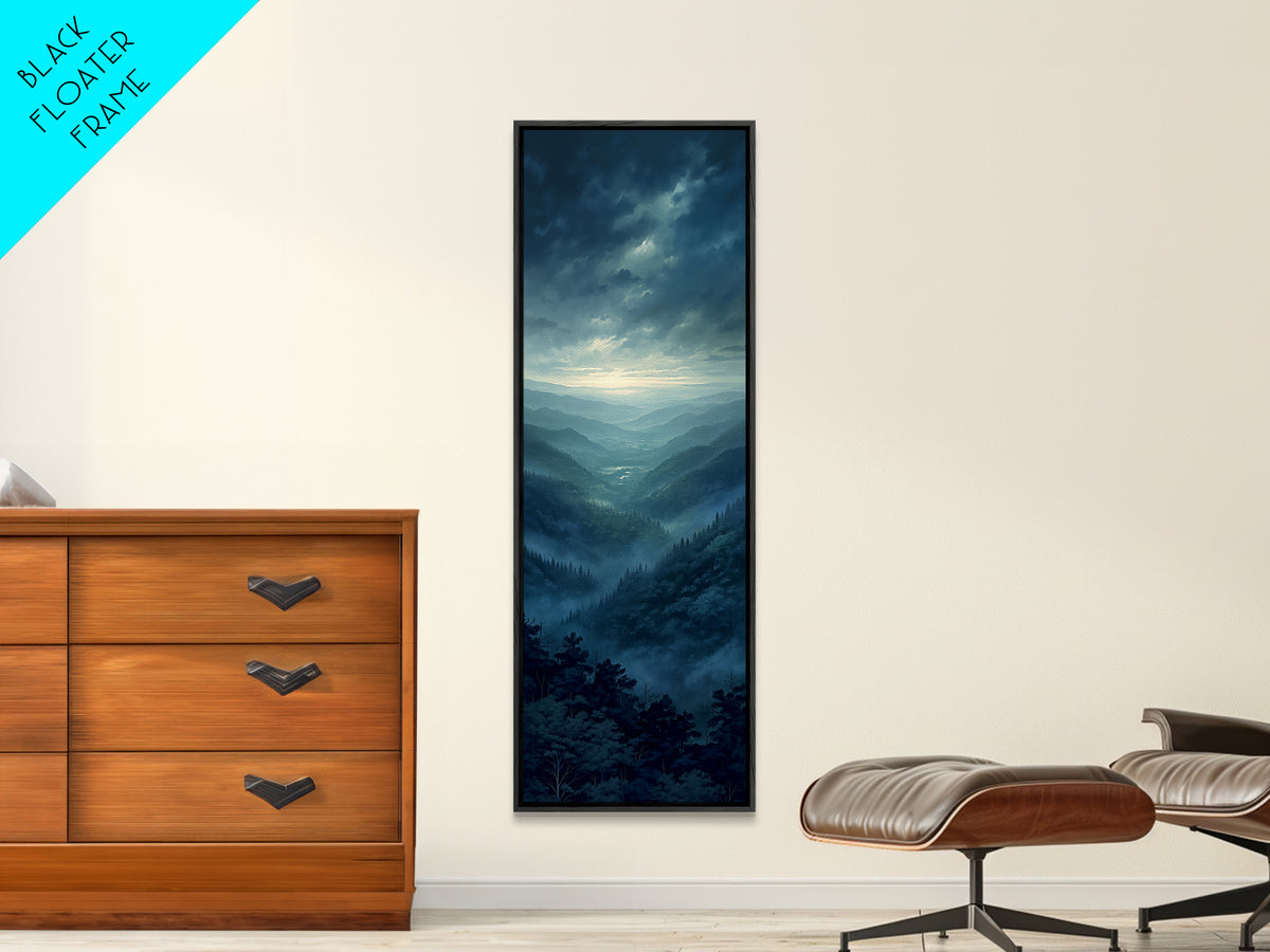 Misty Mountain Valley Canvas Print, General Fine Art, Printable, Living Room Decor, Oil Painting, Framed Wall Art, GEN-1x3-40