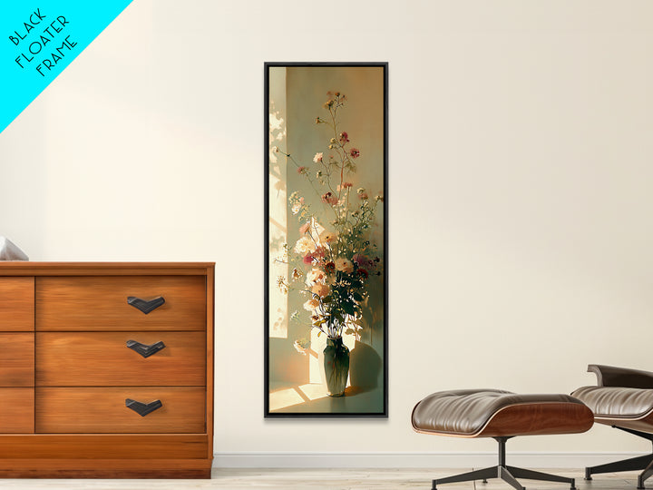 Classic Oil Painted Vase of Wildflowers Canvas Print, General Fine Art, Wall Hanging, Living Room Decor, Oil Painting, GEN-1x3-59