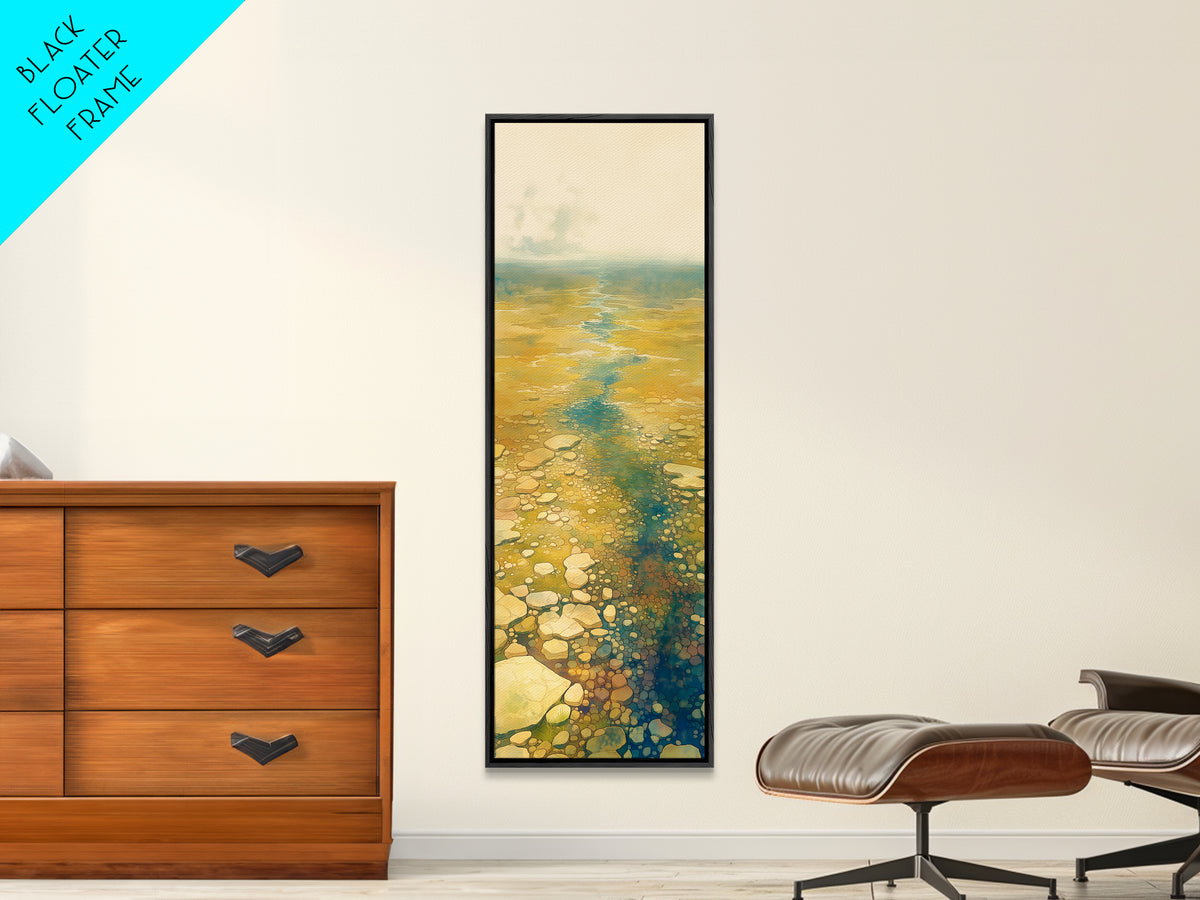 Quiet Abstract River Shape Canvas Print, General Fine Art, Digital Art, Living Room Decor, Fine Art, Art Nouveau, GEN-1x3-60