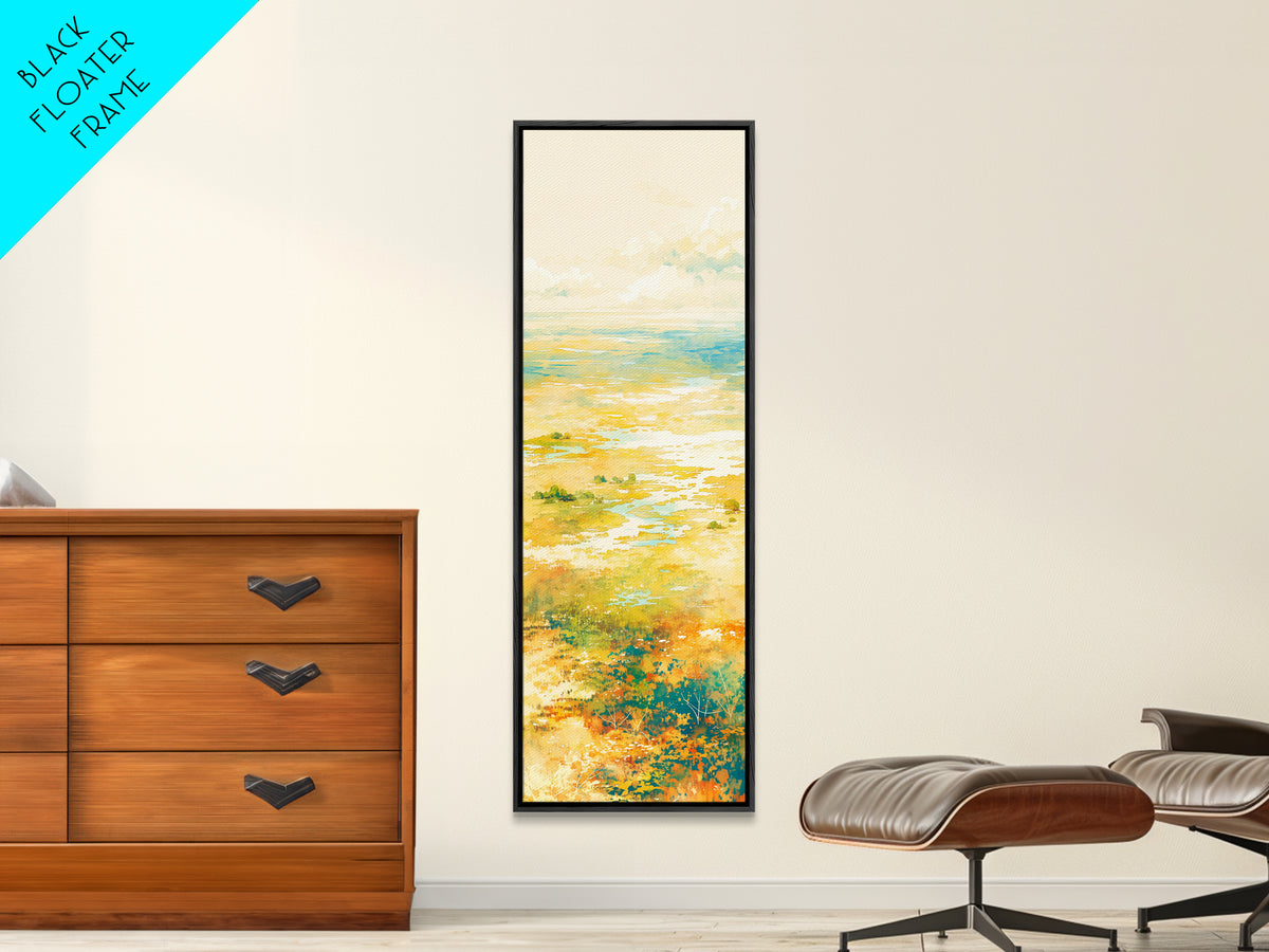 Quiet Abstract Landscape Framed Canvas Print, General Fine Art, Art, Living Room Decor, Fine Art, Mid Century Modern, GEN-1x3-61