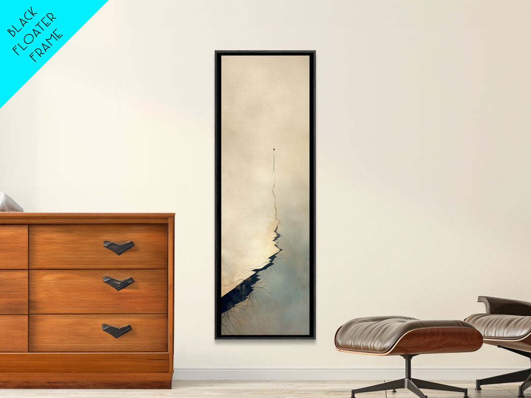 Minimal Black Line Figure on Textured Paper Canvas Print, General Fine Art, Bedroom Decor, Living Room Decor, Oil Painting, GEN-1x3-63