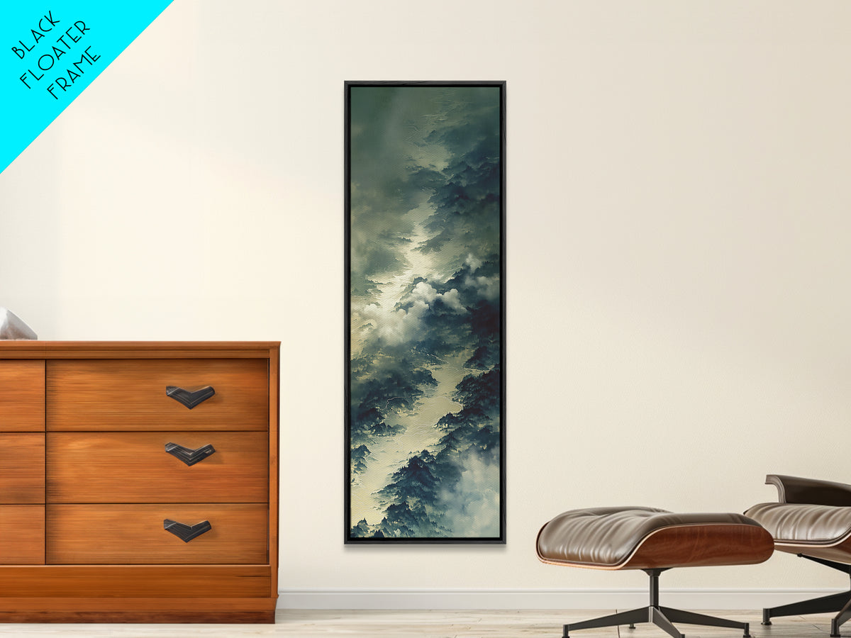 Quiet Abstract River Shape Framed Canvas Print, General Fine Art, Original Painting, Living Room Decor, Fine Art, GEN-1x3-84