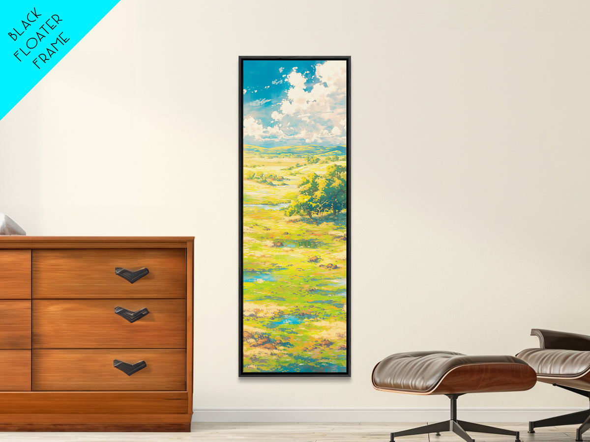 Sunlit Meadow with Loose Impressionist Brushwork Canvas Print, General Fine Art, Textured Painting, Living Room Decor, GEN-1x3-98