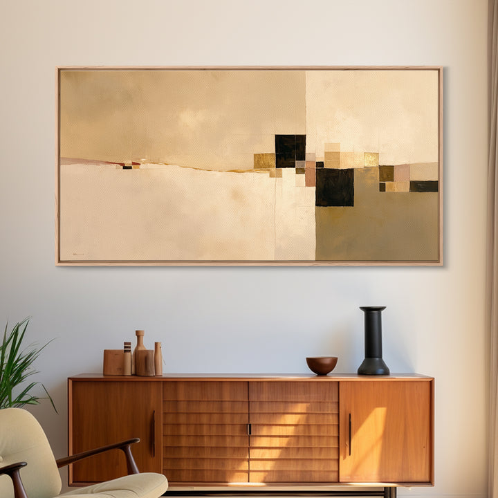 Earthy Plaster Texture Abstract Framed Canvas Print, General Fine Art, Large Wall Art, Living Room Decor, Abstract Art, GEN-2x1-11