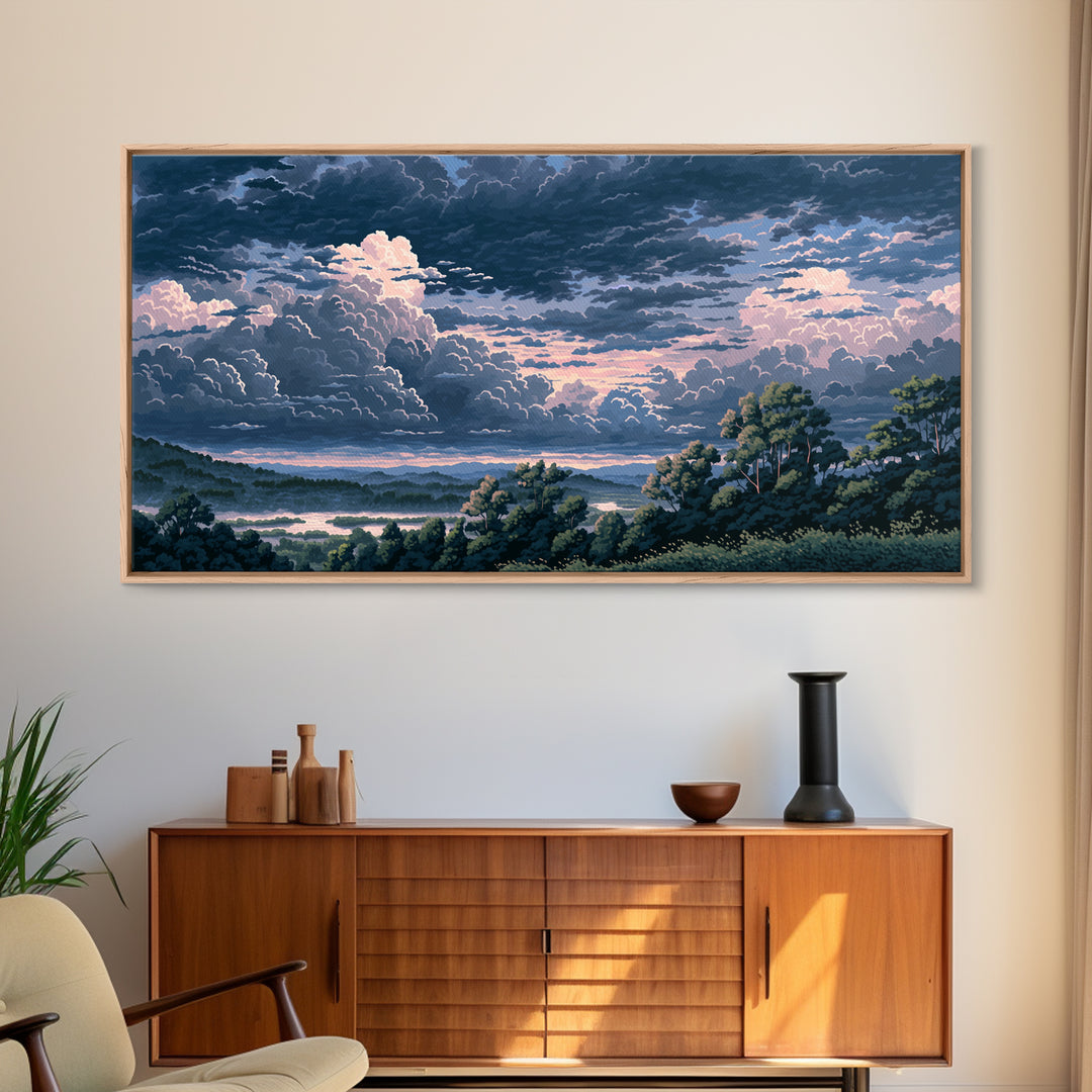 Romantic Cloudscape with Blush and Cream Tones Canvas Print, General Fine Art, Luxury Decor, Living Room Decor, GEN-2x1-14