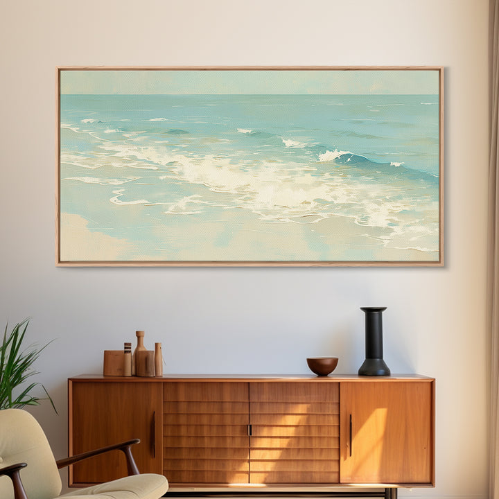 Coastal Water Study Framed Canvas Print, General Fine Art, Digital Prints, Living Room Decor, Fine Art, Large Wall Art, GEN-2x1-25