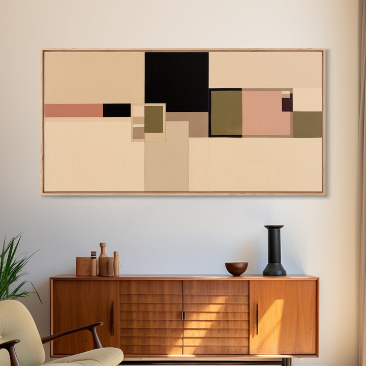 Modern Geometric Composition Framed Canvas Print, General Fine Art, Minimalist Decor, Living Room Decor, Fine Art, GEN-2x1-30