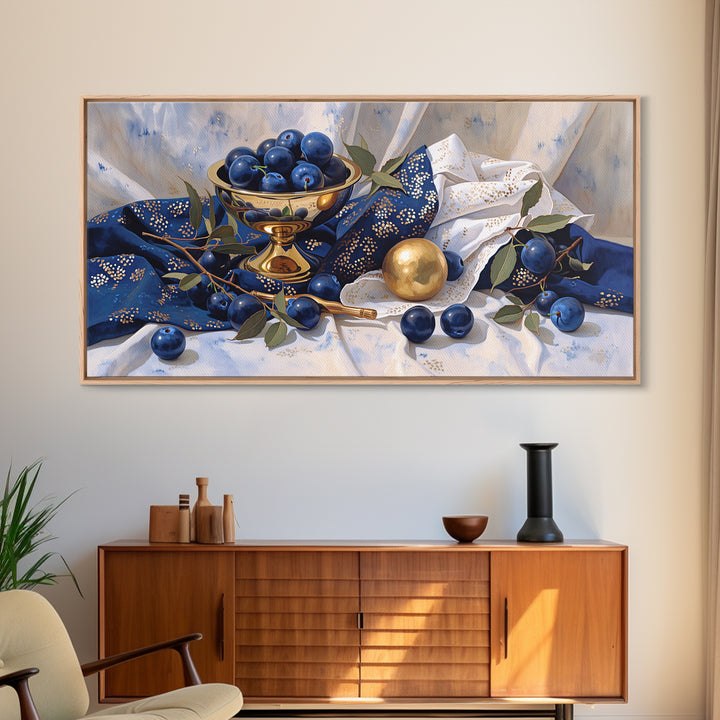 Simple Still Life of Fruit and Linen Canvas Print, General Fine Art, Home Decor, Living Room Decor, Abstract Art, GEN-2x1-36
