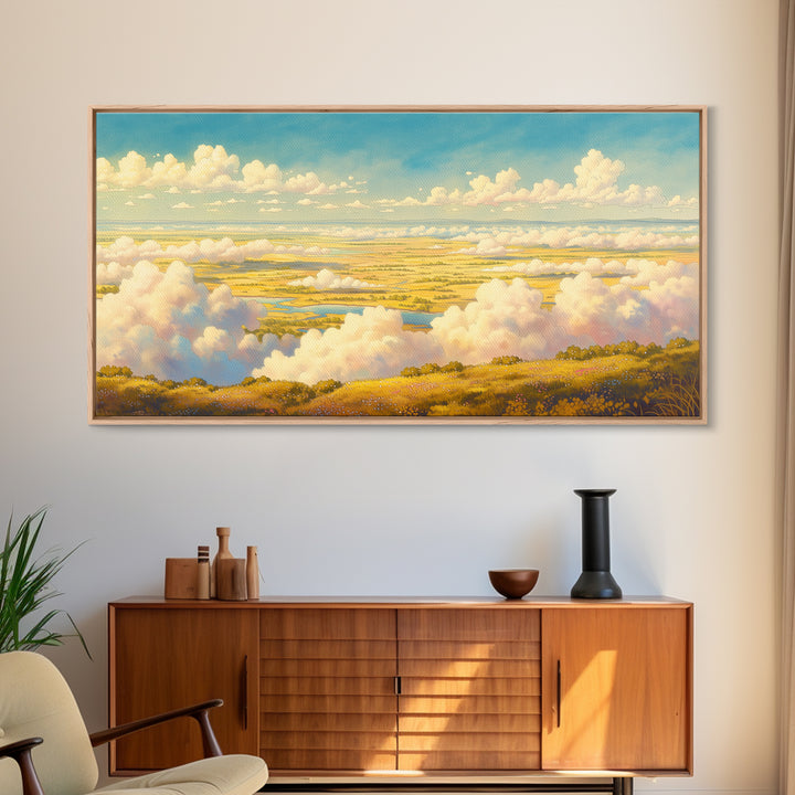 Romantic Cloudscape with Blush and Cream Tones Canvas Print, General Fine Art, Luxury Decor, Living Room Decor, GEN-2x1-38