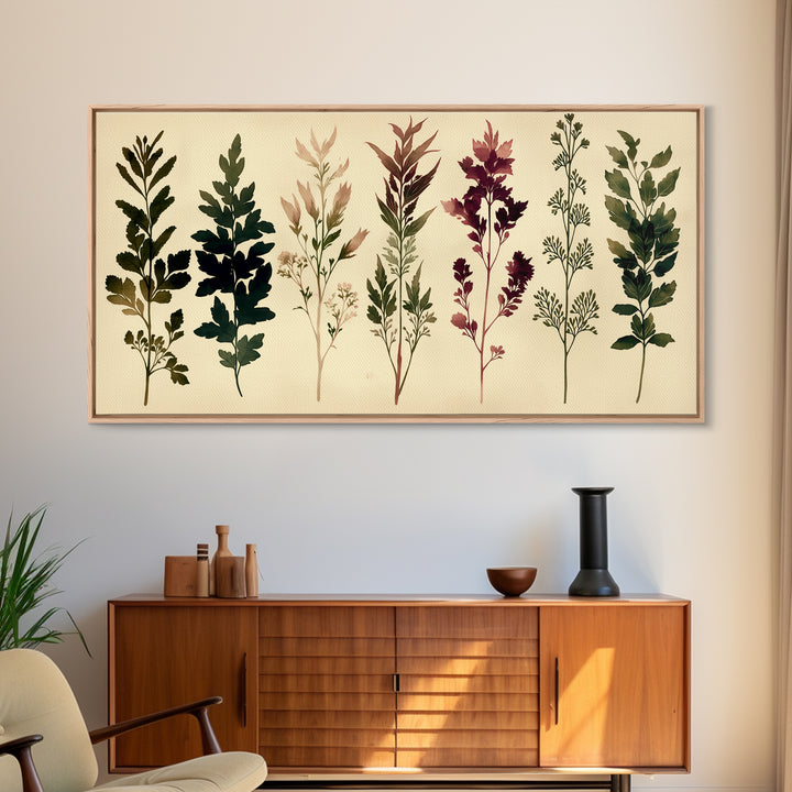 Botanical Silhouette Series Canvas Print, General Fine Art, Painting, Living Room Decor, Fine Art, Oil Painting, GEN-2x1-41