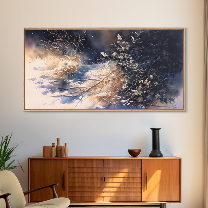 Soft Watercolor Branch Study Framed Canvas Print, General Fine Art, Mid Century Modern, Living Room Decor, Fine Art, GEN-2x1-55