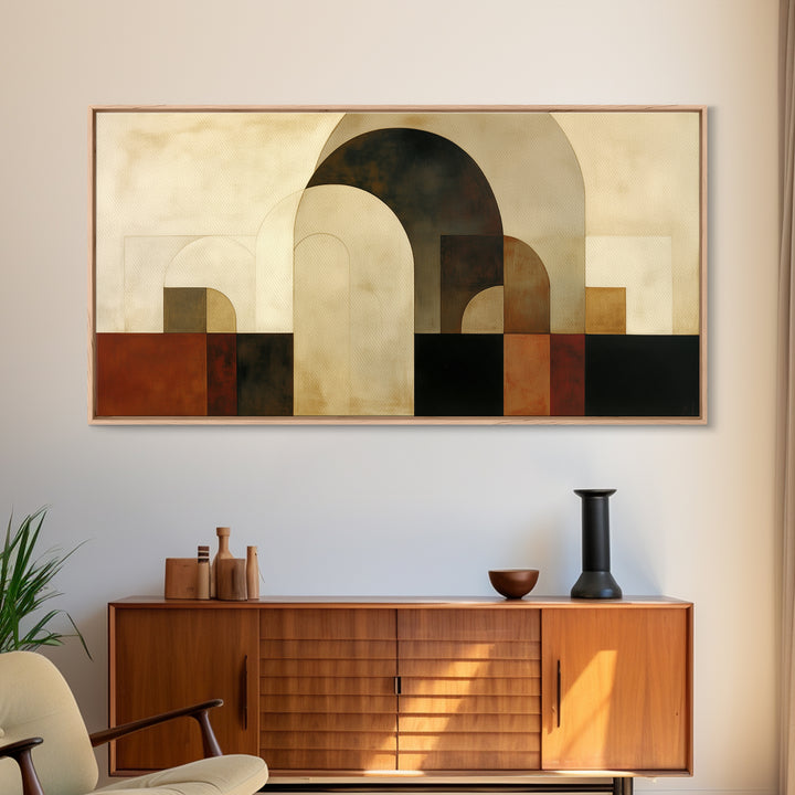 Monochrome Architectural Arch Composition Framed Canvas Print, General Fine Art, Painting, Living Room Decor, Fine Art, GEN-2x1-56