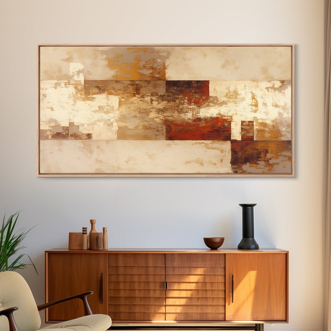 Earthy Plaster Texture Abstract Framed Canvas Print, General Fine Art, Original Art, Living Room Decor, Abstract Art, GEN-2x1-59