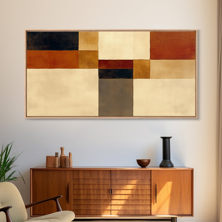 Modern Geometric Composition Framed Canvas Print, General Fine Art, Minimalist Decor, Living Room Decor, Fine Art, GEN-2x1-6