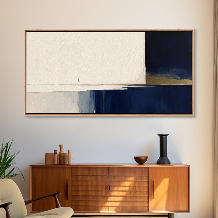 Minimal Black Line Figure on Textured Paper Canvas Print, General Fine Art, Canvas Wall Art, Living Room Decor, Fine Art, GEN-2x1-71