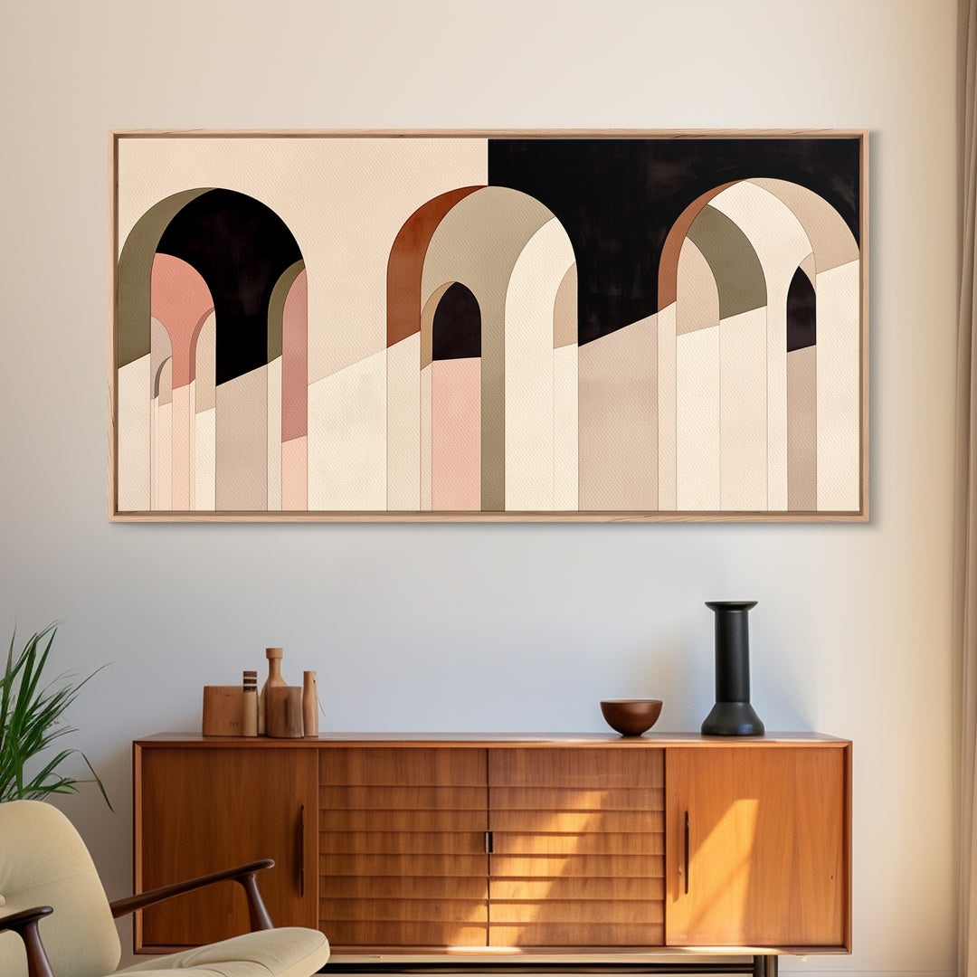 Monochrome Architectural Arch Composition Canvas Print, General Fine Art, Luxury Decor, Living Room Decor, Wall Art Prints, GEN-2x1-8