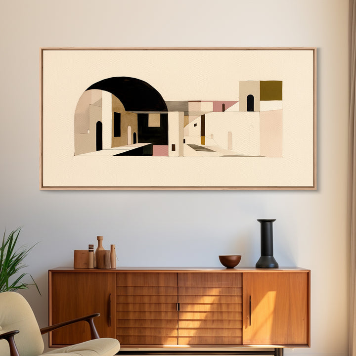 Monochrome Architectural Arch Composition Framed Canvas Print, General Fine Art, Original Painting, Living Room Decor, Fine Art, GEN-2x1-80