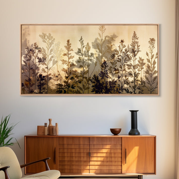 Botanical Silhouette Series Canvas Print, General Fine Art, Original Painting, Living Room Decor, Oil Painting, GEN-2x1-89