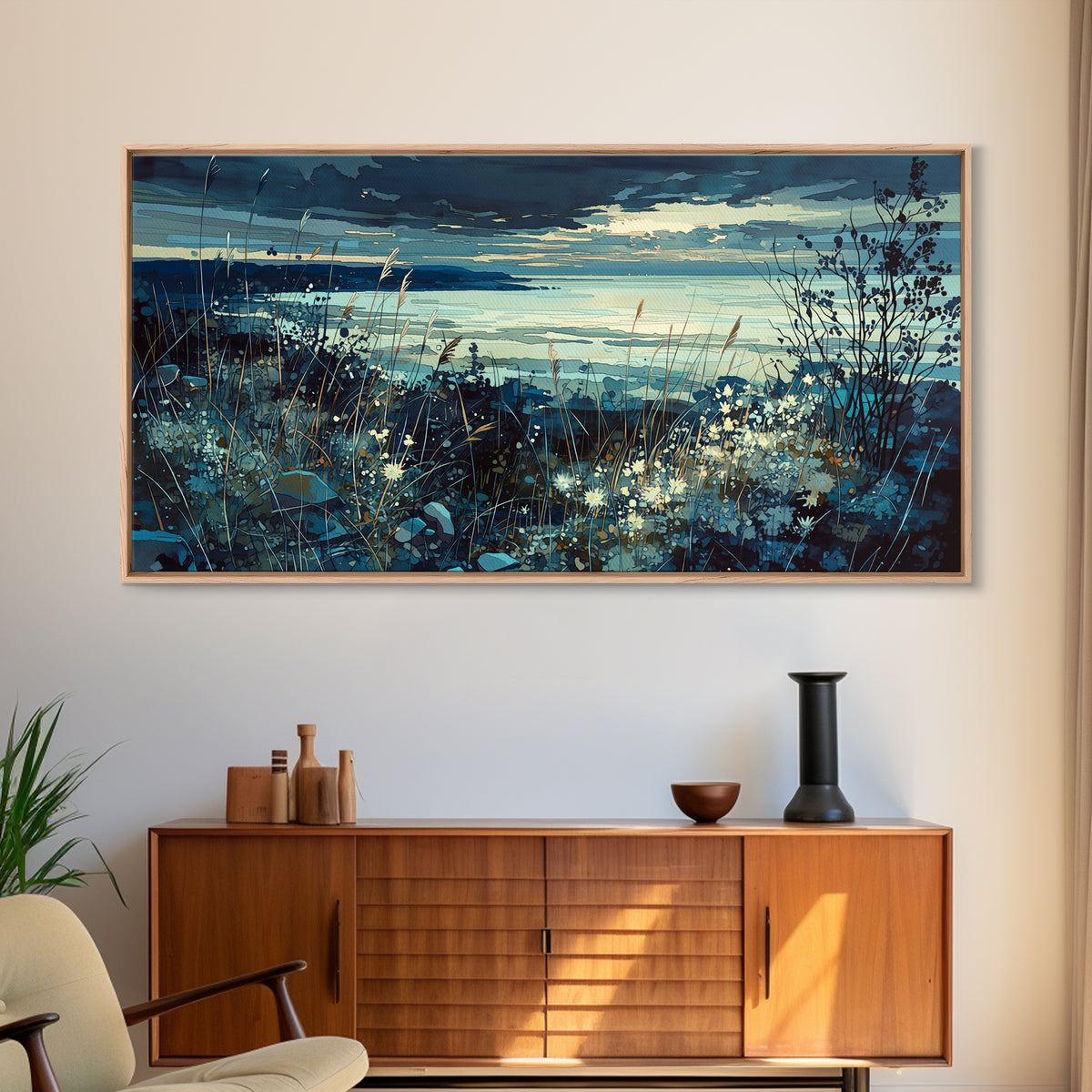 Quiet Abstract Landscape Canvas Print, General Fine Art, Oil Painting, Living Room Decor, Fine Art, Gallery Decor, GEN-2x1-93