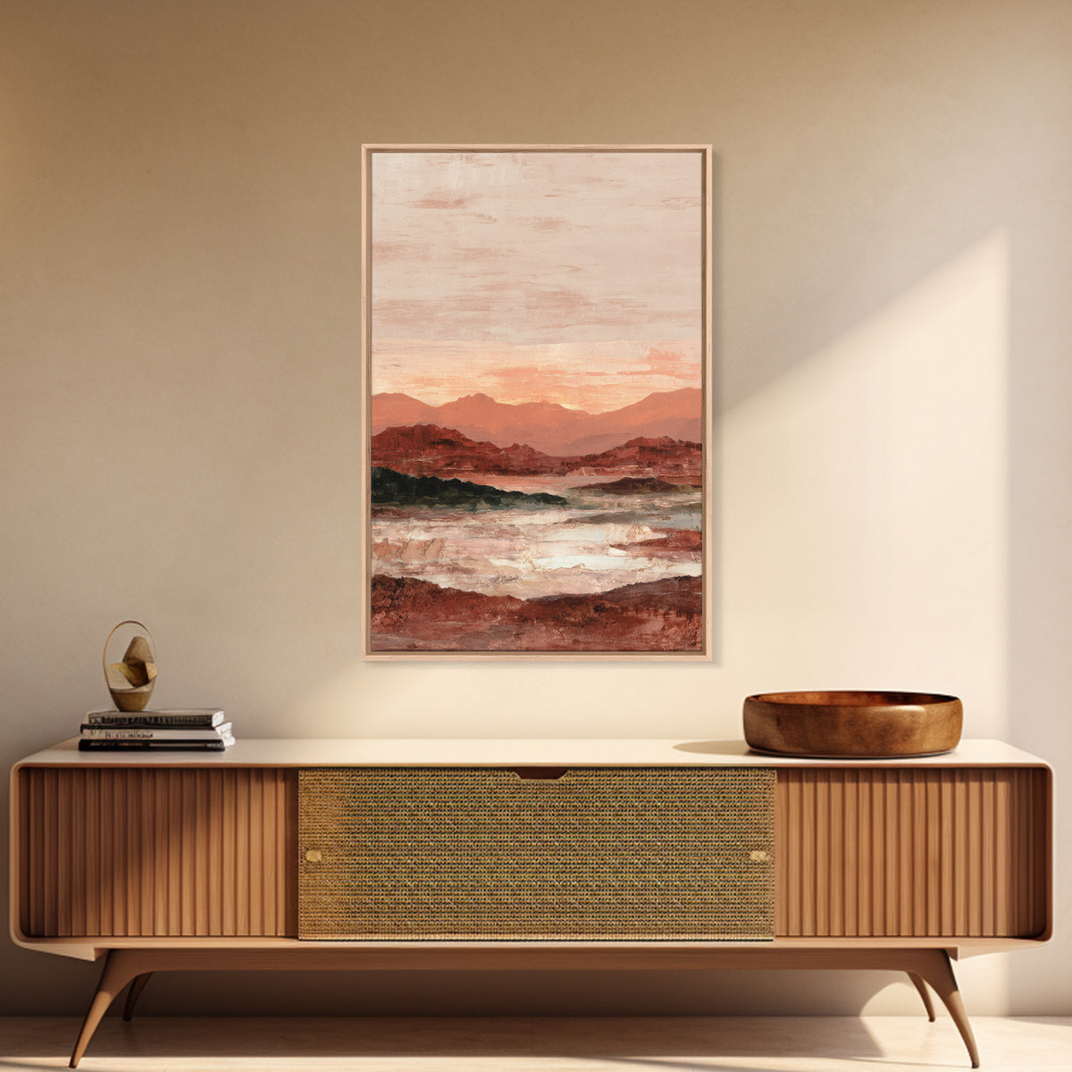 Serene Desert Horizon Framed Canvas Print, General Fine Art, Digital Prints, Living Room Decor, Oil Painting, GEN-2x3-1