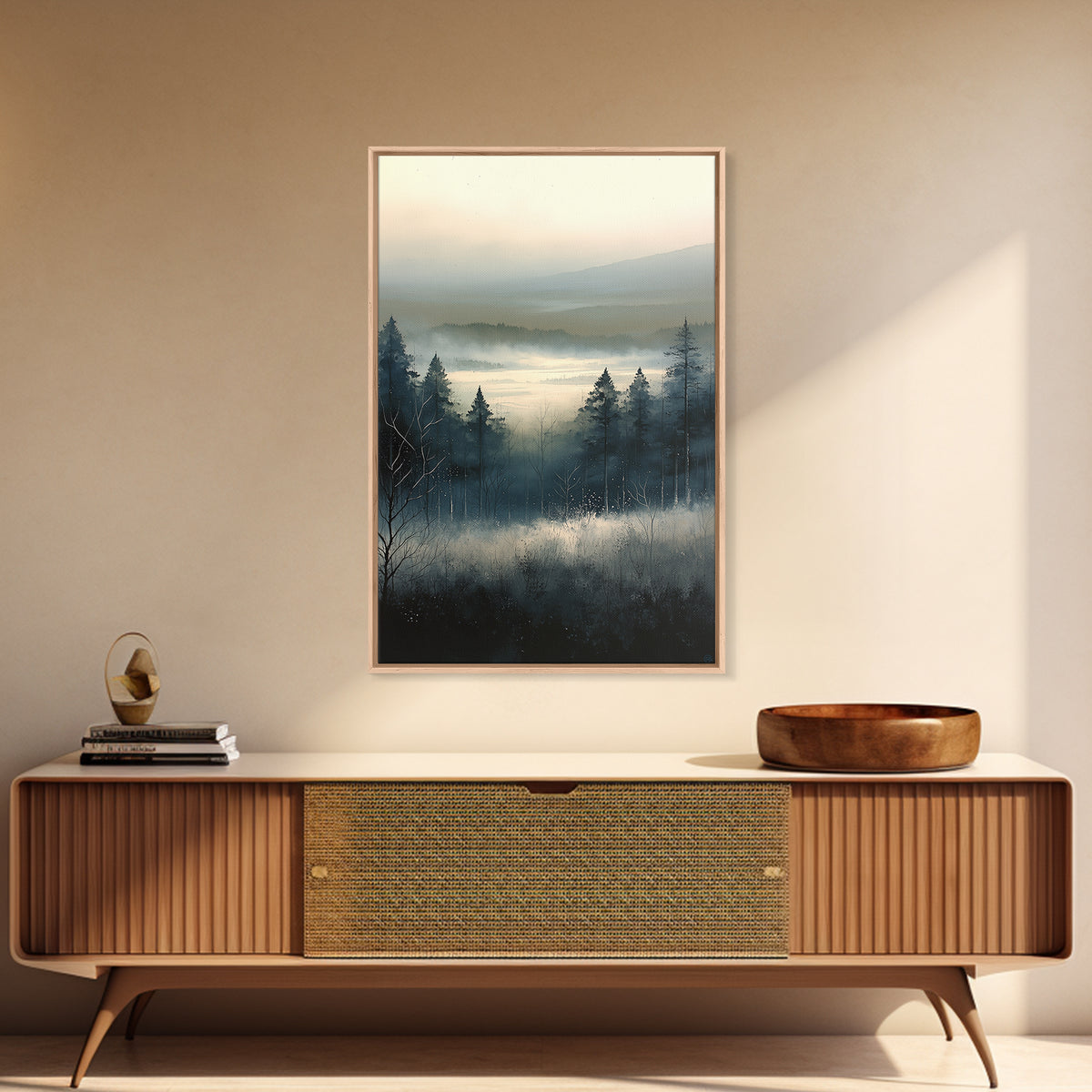 Elegant Ink Wash Landscape Framed Canvas Print, General Fine Art, Wall Decor, Living Room Decor, Fine Art, Original Painting, GEN-2x3-100