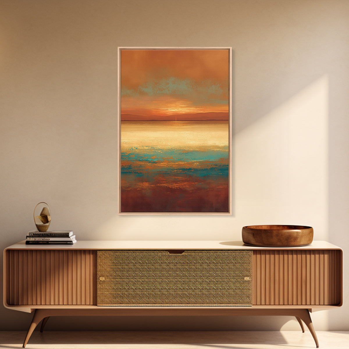 Serene Desert Horizon Framed Canvas Print, General Fine Art, Digital Prints, Living Room Decor, Oil Painting, GEN-2x3-25
