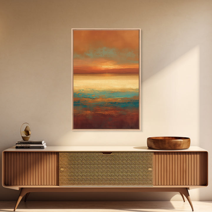Serene Desert Horizon Framed Canvas Print, General Fine Art, Digital Prints, Living Room Decor, Oil Painting, GEN-2x3-25
