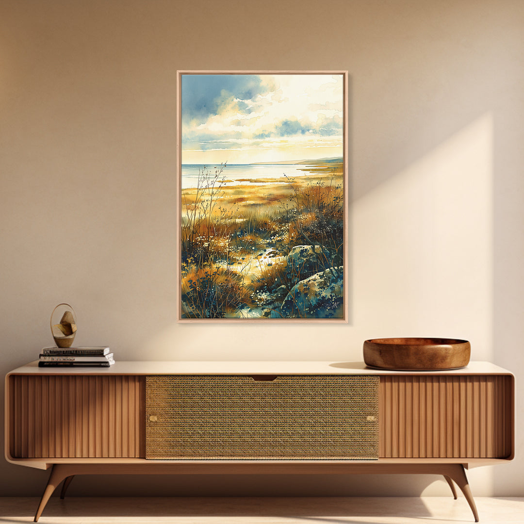 Quiet Abstract Landscape Framed Canvas Print, General Fine Art, Wall Art Prints, Living Room Decor, Watercolor Art, GEN-2x3-33