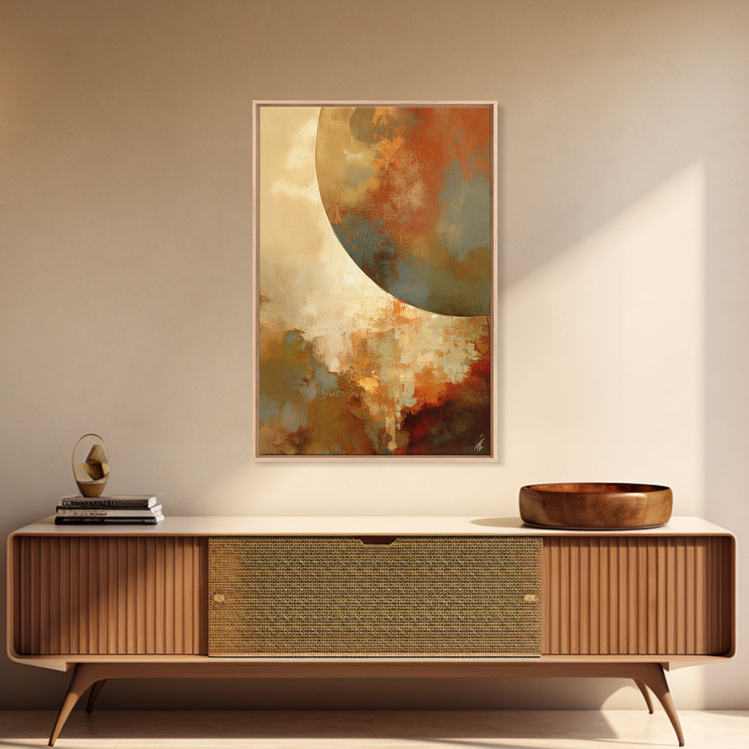 Warm Terracotta Abstract Framed Canvas Print, General Fine Art, Painting, Living Room Decor, Abstract Art, Oil Painting, GEN-2x3-38