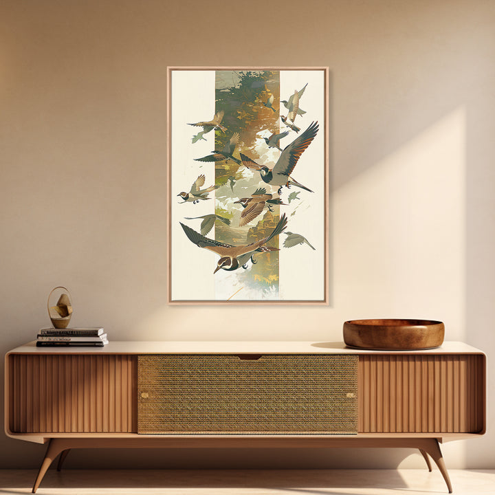 Minimal Birds in Flight over an Open Framed Canvas Print, General Fine Art, Minimalist Decor, Living Room Decor, Fine Art, GEN-2x3-6