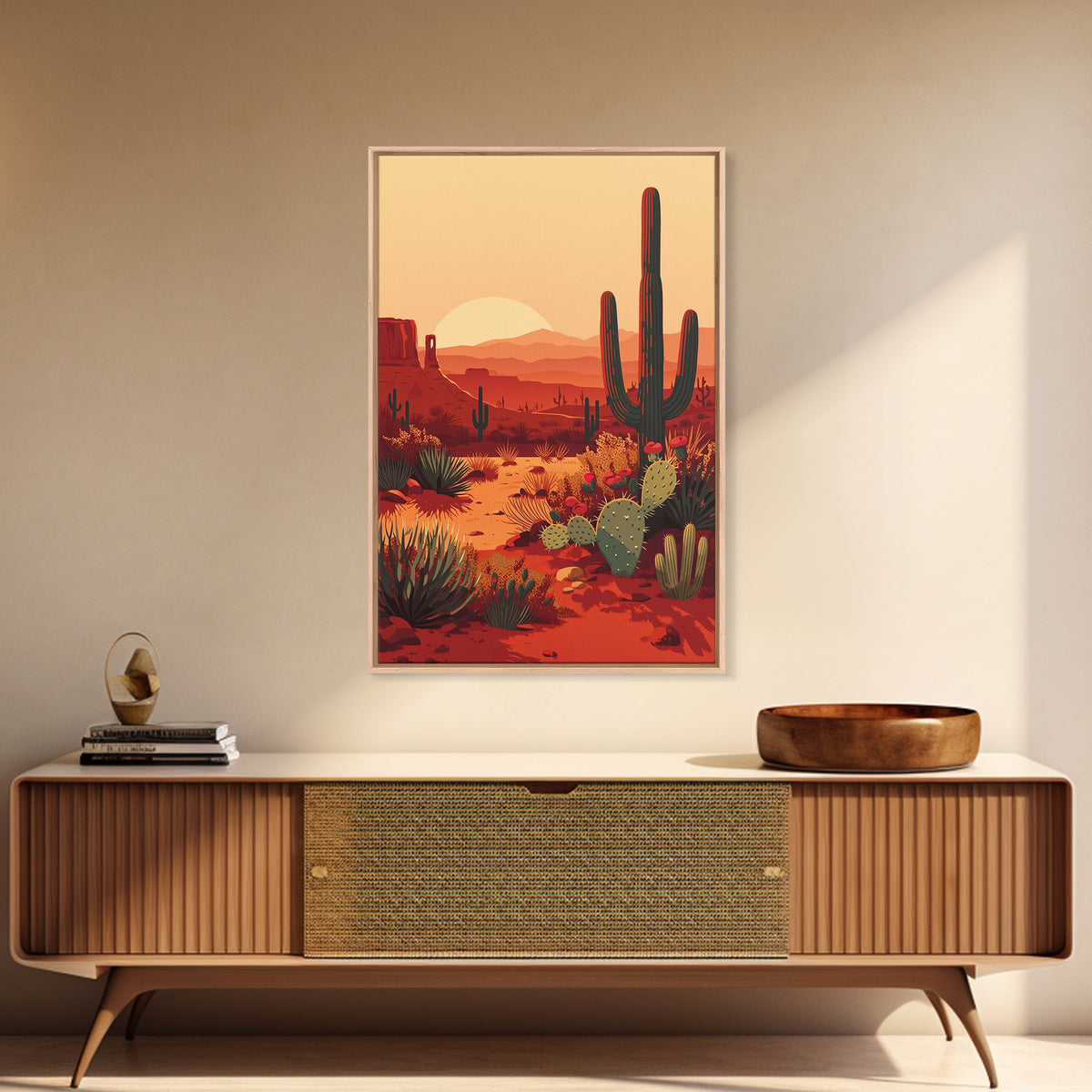Serene Desert Horizon Framed Canvas Print, General Fine Art, Digital Wall Art, Living Room Decor, Fine Art, Neutral Decor, GEN-2x3-73