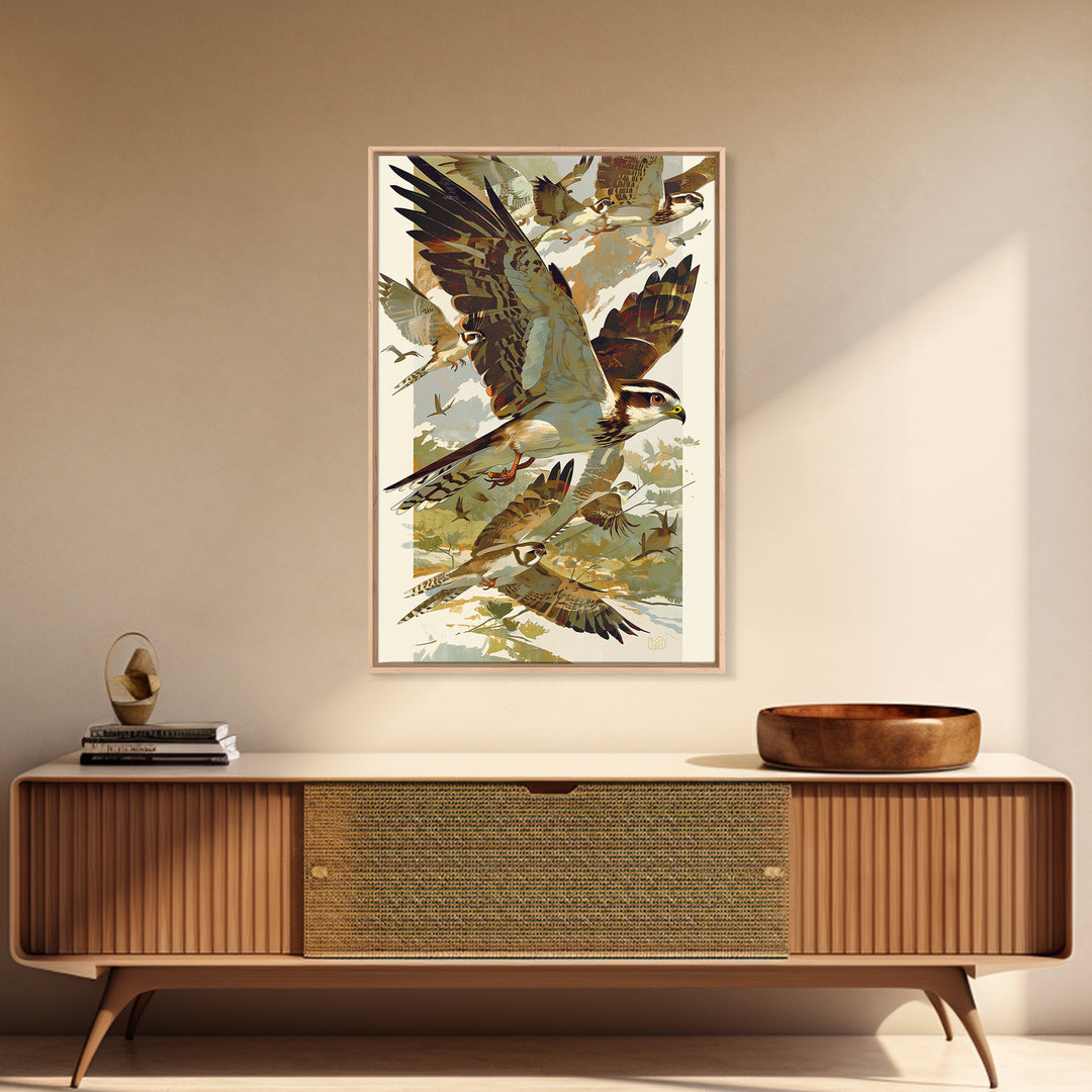 Minimal Birds in Flight over an Open Framed Canvas Print, General Fine Art, Art Prints, Living Room Decor, Fine Art, GEN-2x3-78