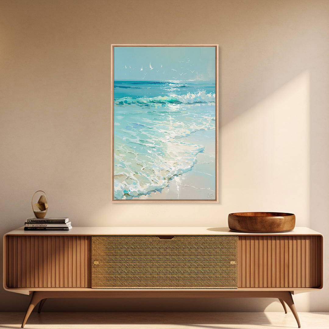 Coastal Water Study Framed Canvas Print, General Fine Art, Wall Hanging, Living Room Decor, Fine Art, Statement Artwork, GEN-2x3-85