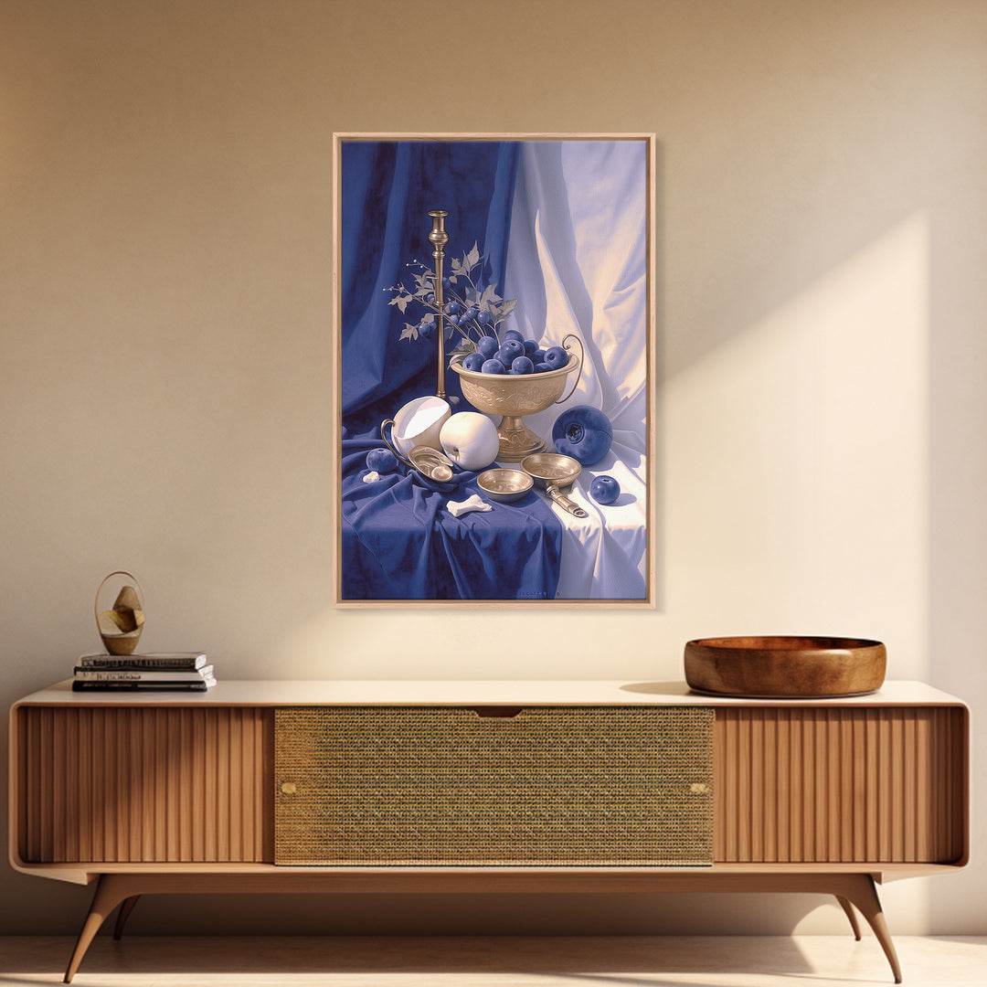 Simple Still Life of Fruit and Linen Canvas Print, General Fine Art, Oil Painting, Living Room Decor, Abstract Art, GEN-2x3-96
