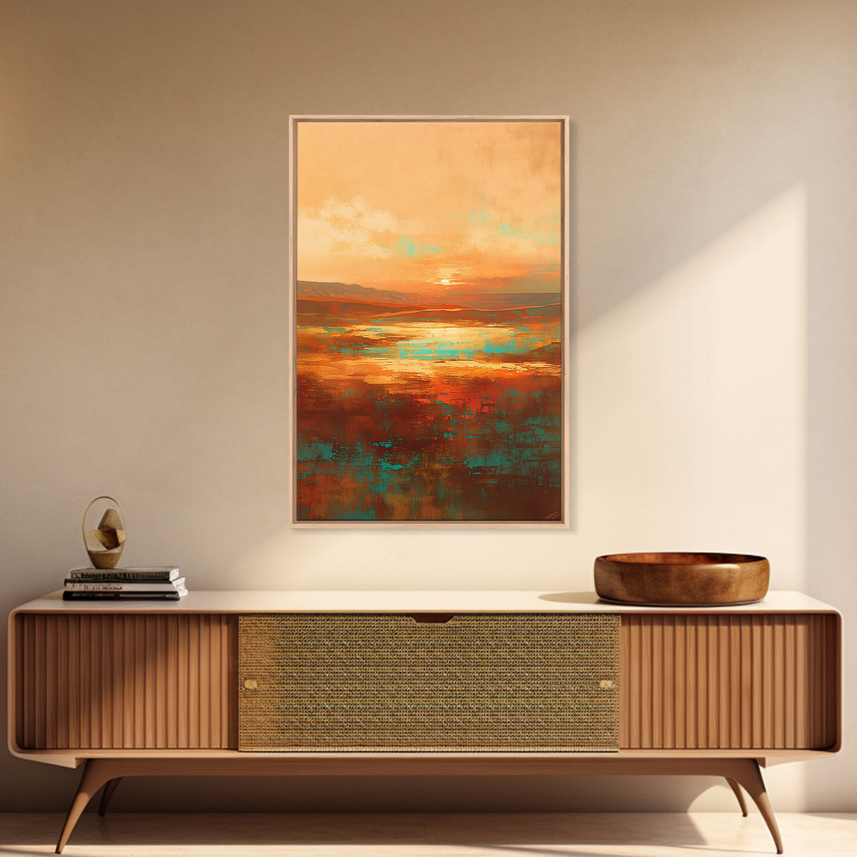 Serene Desert Horizon Framed Canvas Print, General Fine Art, Digital Wall Art, Living Room Decor, Fine Art, Neutral Decor, GEN-2x3-97