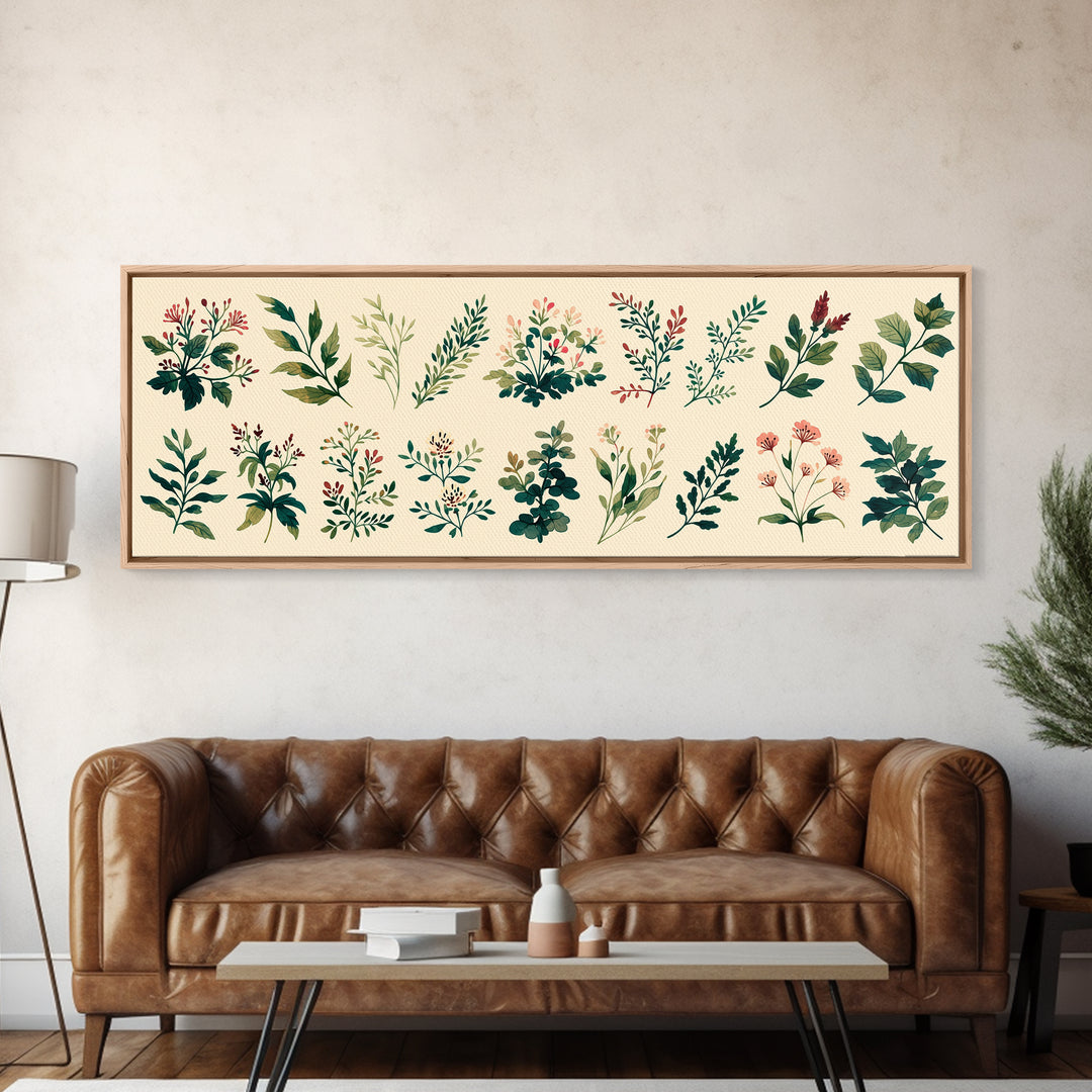 Botanical Silhouette Series Canvas Print, General Fine Art, Original Painting, Living Room Decor, Oil Painting, GEN-3x1-13