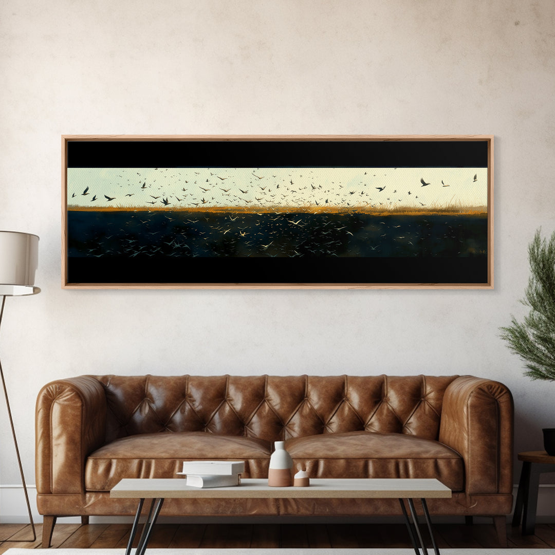 Minimal Birds in Flight over an Open Canvas Print, General Fine Art, Modern Decor, Living Room Decor, Fine Art, GEN-3x1-14