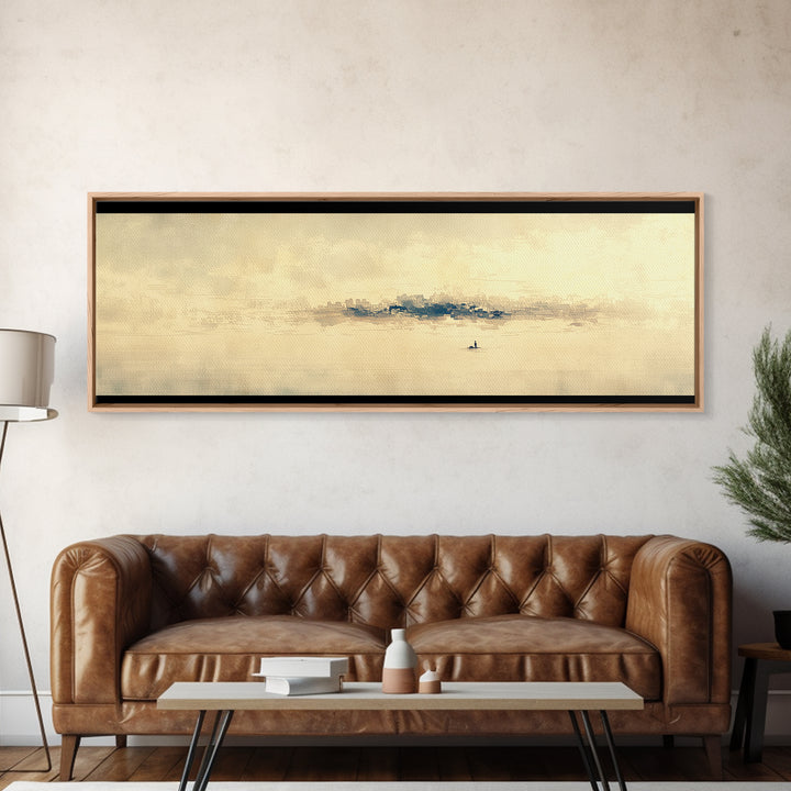 Minimal Black Line Figure on Textured Paper Canvas Print, General Fine Art, Luxury Decor, Living Room Decor, Fine Art, GEN-3x1-19