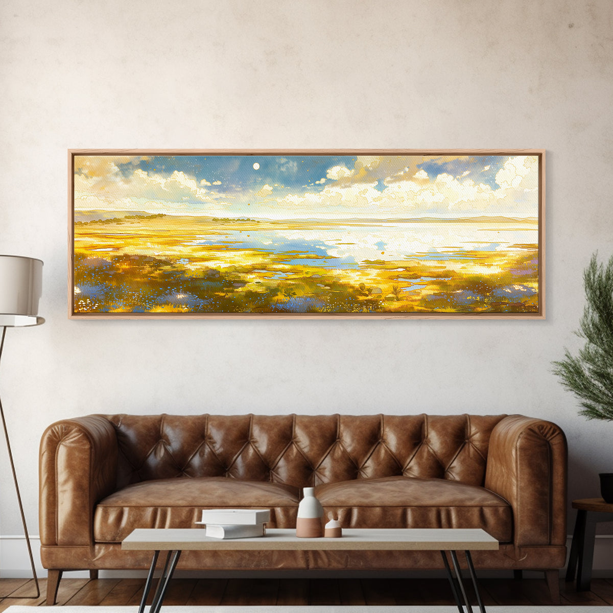 Dreamlike Moonlit Lake Canvas Print, General Fine Art, Art Deco, Living Room Decor, Fine Art, Fine Art Print, GEN-3x1-29