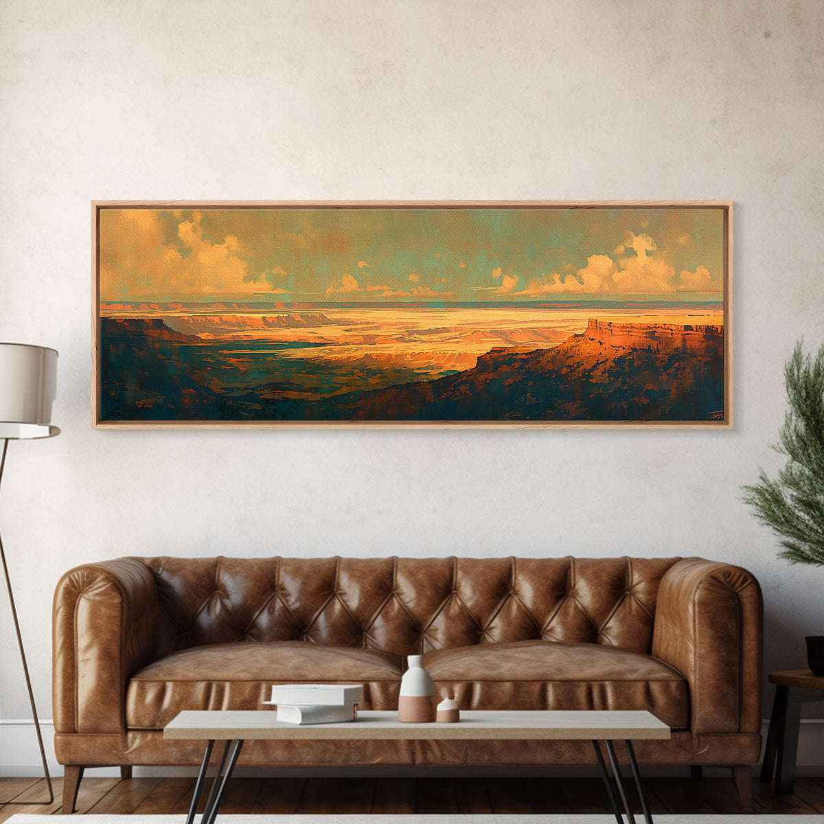 Serene Desert Horizon Canvas Print, General Fine Art, Wall Hanging, Living Room Decor, Oil Painting, Statement Artwork, GEN-3x1-33