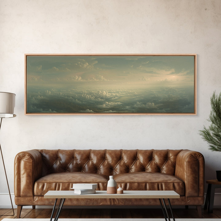 Romantic Cloudscape with Blush and Cream Tones Canvas Print, General Fine Art, Digital Art, Living Room Decor, Abstract Art, GEN-3x1-34