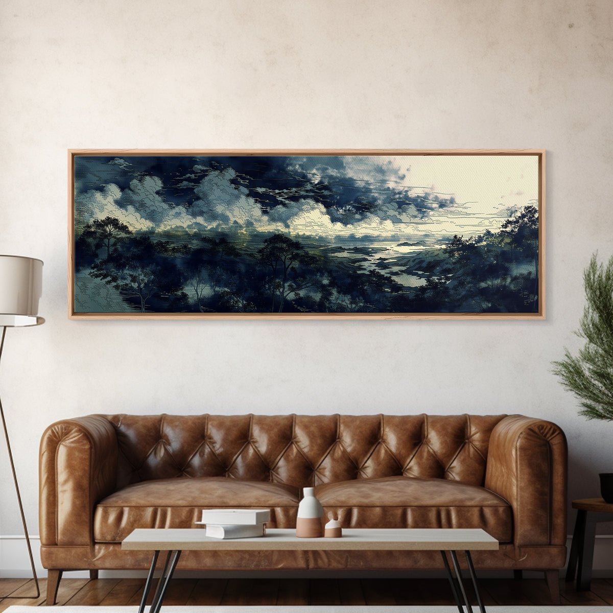 Elegant Ink Wash Landscape Canvas Print, General Fine Art, Gallery Decor, Living Room Decor, Fine Art, Wall Art, GEN-3x1-36