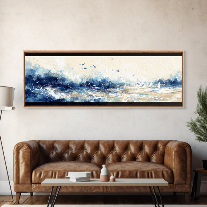 Coastal Water Study Canvas Print, General Fine Art, Framed Wall Art, Living Room Decor, Fine Art, Luxury Decor, GEN-3x1-45