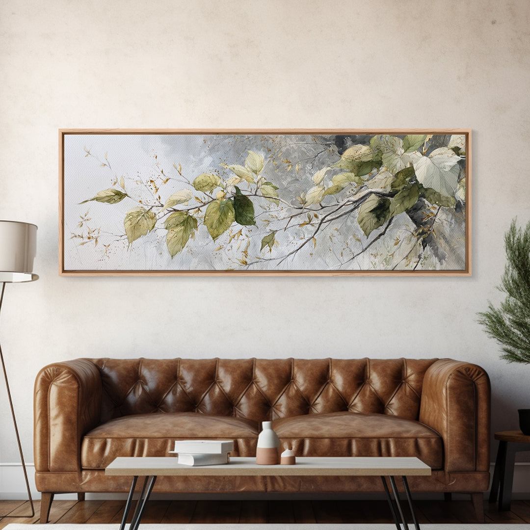 Soft Watercolor Branch Study Framed Canvas Print, General Fine Art, Digital Prints, Living Room Decor, Oil Painting, GEN-3x1-51