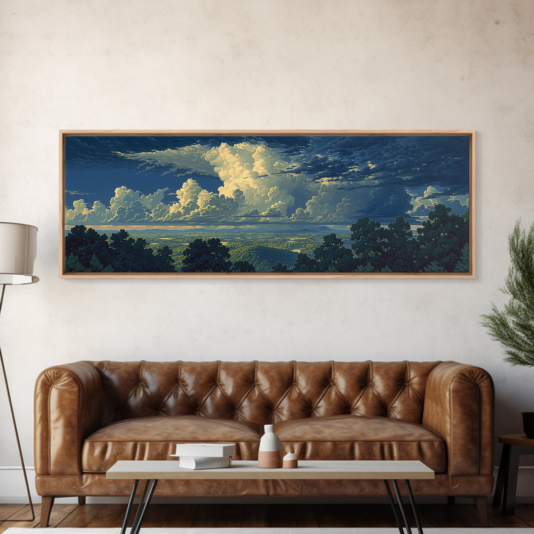 Romantic Cloudscape with Blush and Cream Tones Canvas Print, General Fine Art, Original Painting, Living Room Decor, GEN-3x1-58